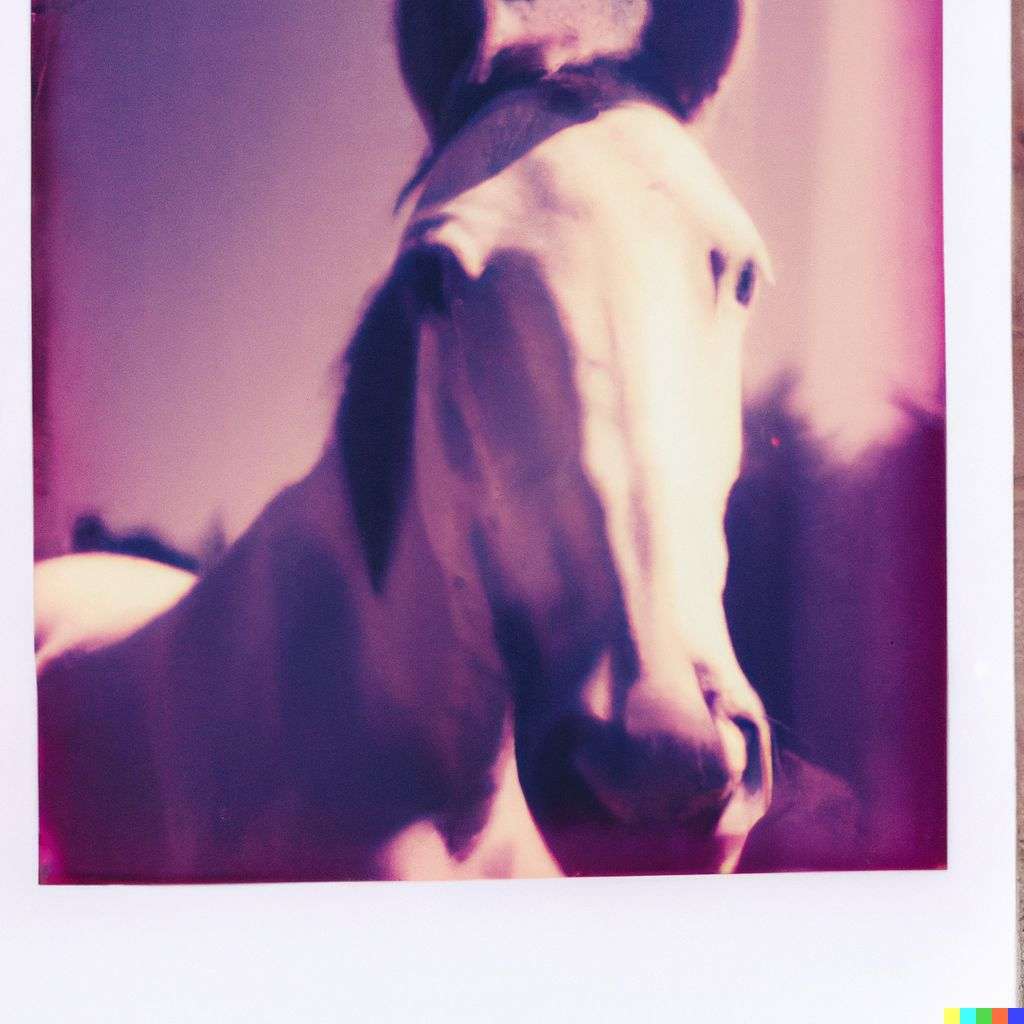 a horse, photograph, Polaroid